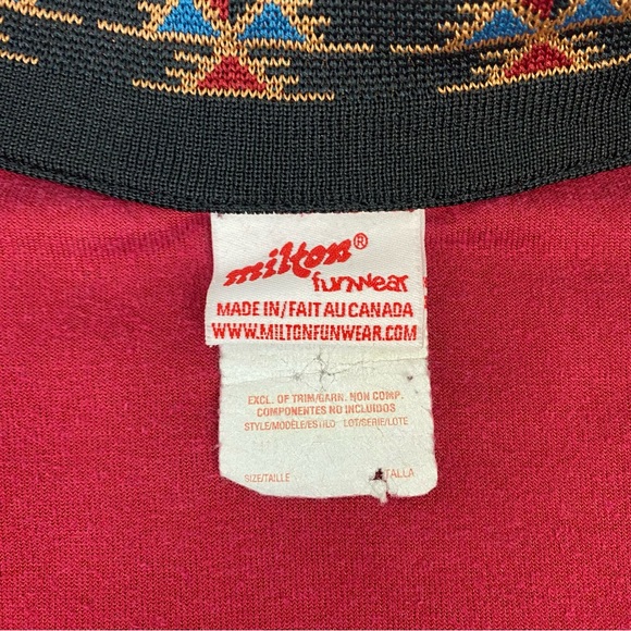 Vintage Milton Funwear Velour Embroidered Red Track Jacket Apx Size M-L - Picture 9 of 13